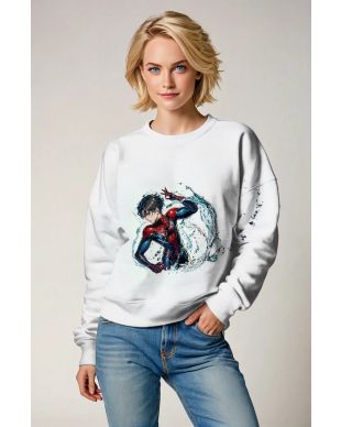 White Spider-Man Water Splash Crewneck Sweatshirt