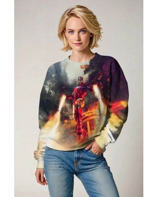 White Iron Man Jet Flight Crewneck Sweatshirt