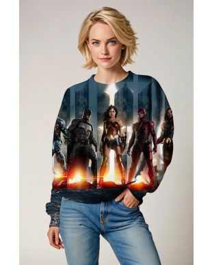  Justice League Heroes Graphic Sweatshirt – Dark Blue