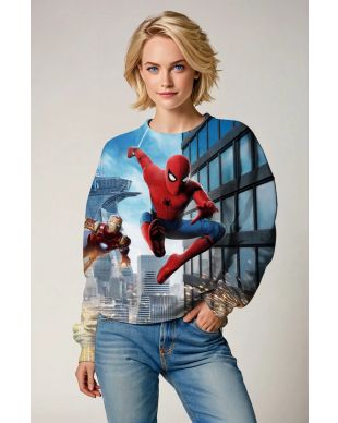 Spider‑Man & Iron Man Dynamic Graphic Sweatshirt – Blue