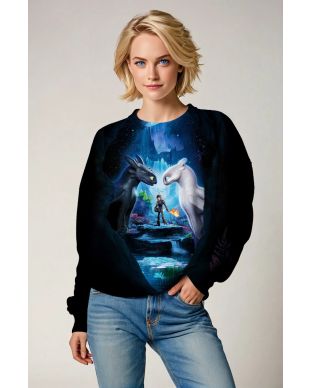 How to Train Your Dragon Sweatshirt – Deep Black & Blue Fantasy
