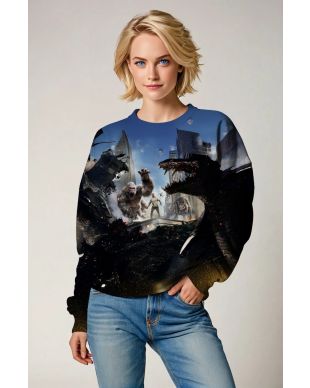Deep Blue Monster Battle Sweatshirt