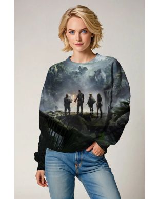 Dark Green Jungle Adventure Graphic Sweatshirt