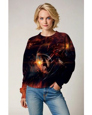 Dark Black Astronaut Vision Graphic Sweatshirt