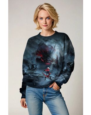  Dark Fantasy Battle Graphic Sweatshirt