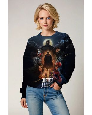  Dark Blue Justice League Graphic Sweatshirt