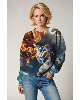 Brown & Blue Anime Battle Sweatshirt