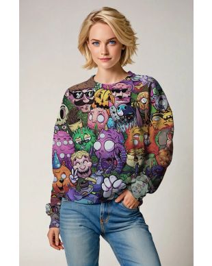 Multicolor Cartoon Characters Sweatshirt