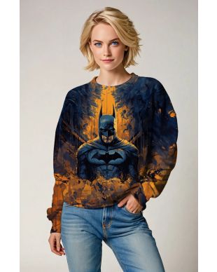 Dark Blue & Orange Batman Graphic Sweatshirt
