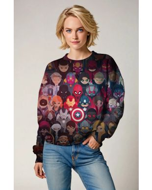 Dark Multicolor Marvel Heroes Graphic Sweatshirt