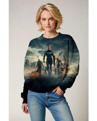 Dark Green Captain America Avengers Graphic Sweatshirt