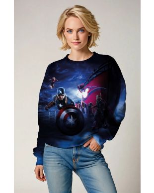 Dark Blue Captain America & Avengers Night Battle Sweatshirt