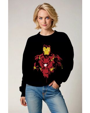 Iron Man Bold Graphic Black Apparel Heroic Streetwear Sweatshirt