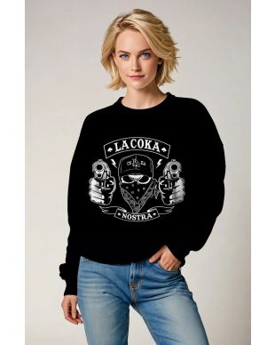 Lacoka Nostra Graphic Apparel – Black Crewneck Sweatshirt