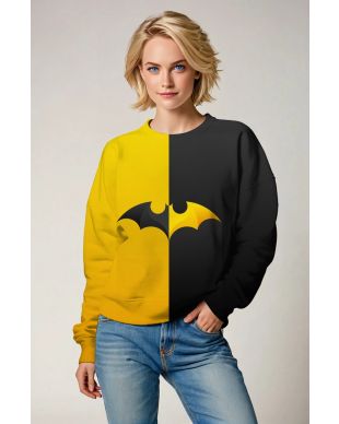 Superhero Bat Logo Graphic Apparel – Yellow & Black Sweatshirt