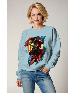 Iron Hero Polygon Art Apparel – Light Blue Sweatshirt