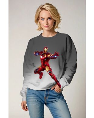 Gray & White Iron Man Crewneck Sweatshirt – Iconic Hero Appeal