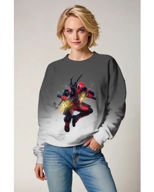 Gray & White Deadpool Crewneck Sweatshirt – Bold Hero Appeal
