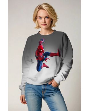 Gray & White Spider‑Man Crewneck Sweatshirt – Everyday Hero Look