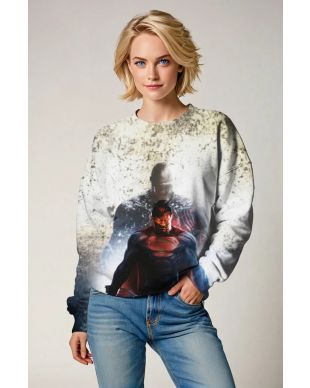 Light Gray Dark Superman Crewneck Sweatshirt – Striking and Comfortable
