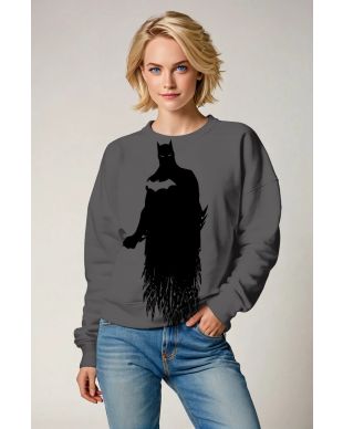 Dark Gray Batman Silhouette Crewneck Sweatshirt – Subtle Hero Statement