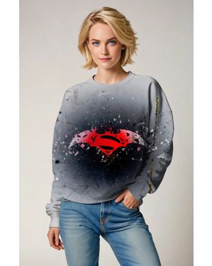 Light Gray Superman vs Batman Crewneck Sweatshirt – Classic Hero Statement
