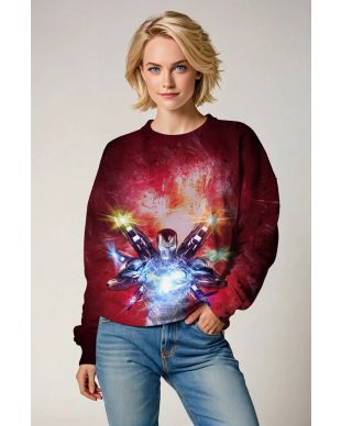 Wine Red Iron Man Arc Reactor Crewneck Sweatshirt – Bold Hero Statement