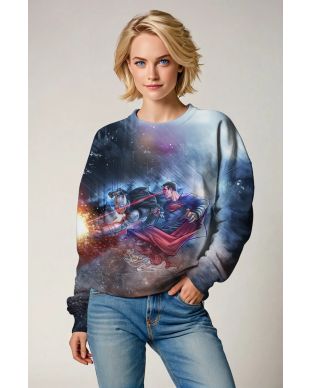 Dark Blue Superman Battle Graphic Sweatshirt