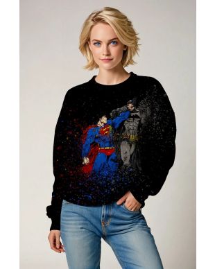 Black Superman vs Batman Battle Graphic Sweatshirt