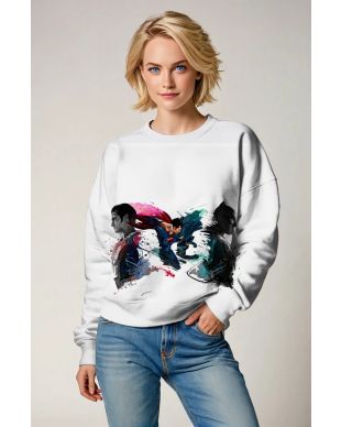 White Superman vs Batman Crewneck Sweatshirt