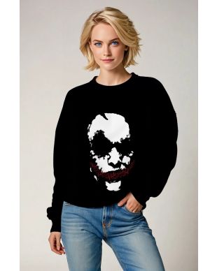 Black Joker Face Crewneck Sweatshirt