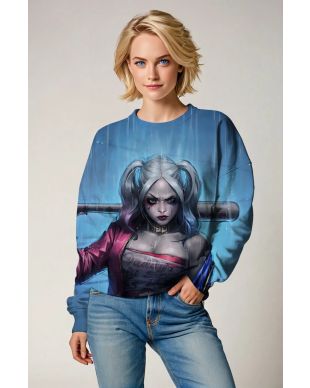 Blue Harley Quinn Street Style Crewneck Sweatshirt