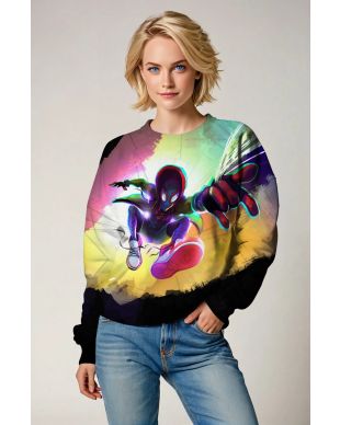 Black Spider‑Man Color Splash Crewneck Sweatshirt