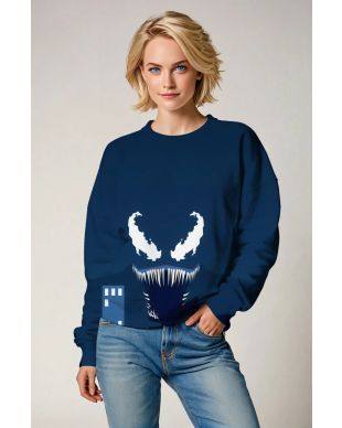 Deep Blue Venom Face Sweatshirt – Urban Edge, Sinister Appeal