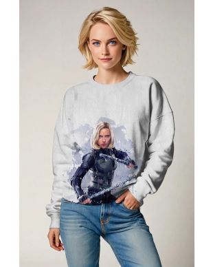 White Widow Crewneck Sweatshirt – Artistic Hero Portrait Edition