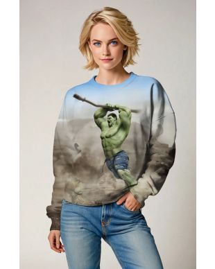 Dust Storm Hulk Crewneck – Blue-Grey Combat Scene Sweatshirt