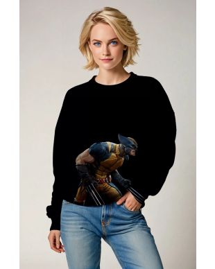 Black Crewneck Sweatshirt – Gold Suit Warrior Crouch Print