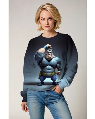 Navy Gradient Crewneck Sweatshirt – Comic Muscle Hero Design