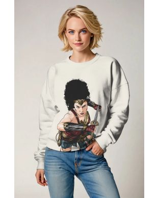 White Crewneck Sweatshirt – Illustrated Wonder Charge Design