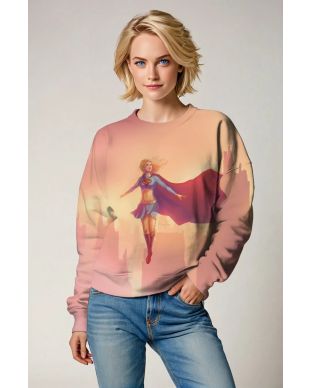 Peach Gradient Crewneck Sweatshirt – Heroine in Flight Art Style