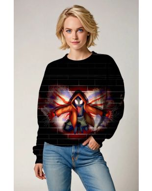 Black Graffiti Crewneck Sweatshirt – Spider Burst Street Style