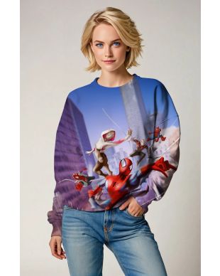 Blue-Purple Spider-Verse Crewneck Sweatshirt – Spider Squad Skyline Action