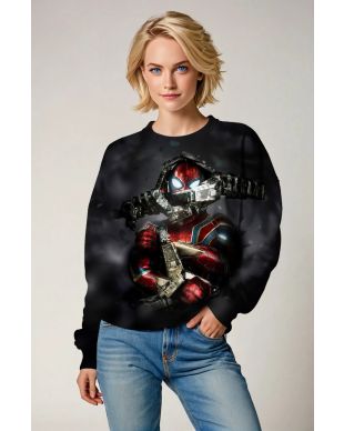 Mech Spider Crewneck Sweatshirt – Blacked-Out Combat Hero Edition