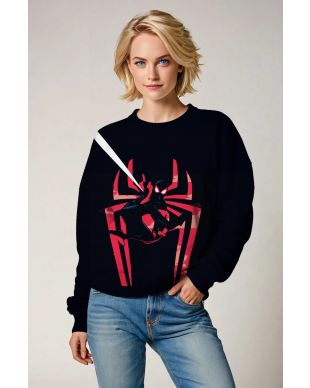 Noir Swing Crewneck Sweatshirt – Black Base with Red Web Emblem