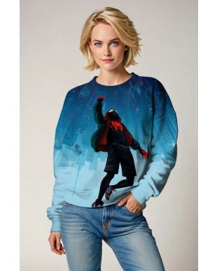 Sky Leap Crewneck Sweatshirt – Light Blue & Black Spider Kid Jump Edition