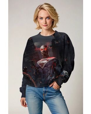 Tech Uprising Sweatshirt – Matte Black with Crimson Circuit Hero Print