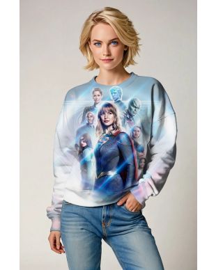 Supergirl Unity Crewneck Sweatshirt – Sky Gradient White