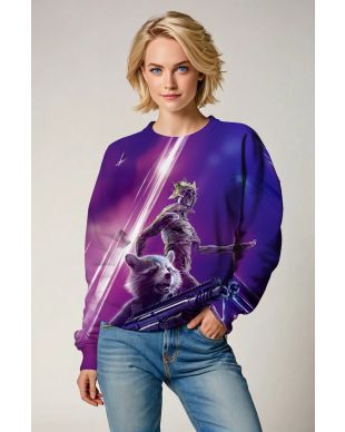 Guardians of the Galaxy Inspired Rocket and Groot Purple Cosmic Sweatshirt