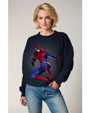 Spider-Man Crewneck Sweatshirt – Heroic Mid-Air Scene