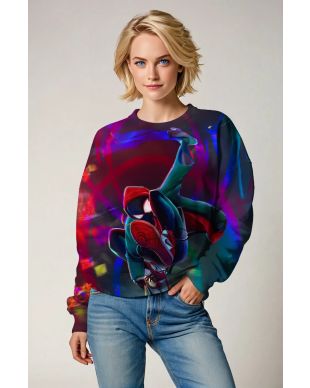 Spider-Man Into the Spider-Verse Neon Jump Marvel Design Crewneck Sweatshirt